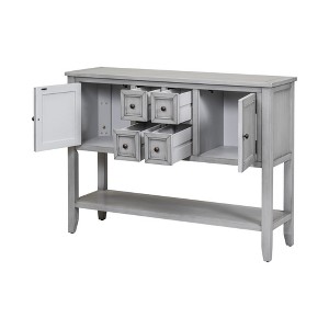 Ridstar 46 in. W Gray Console Tables with Four Small Drawers & Bottom Shelf - 1 of 4