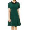 Allegra K Women's Contrast Doll Collar Short Sleeves Mini Flare Dress - 2 of 4