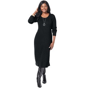 Jessica London Women's Plus Size Scoop-Neck Sweater Dress - 1 of 4