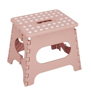 VECELO Folding Step Stool 11/13 in. Non-Slip Surface Portable Foldable 1 Step Stool with Carry Handle, Heavy Duty Stool Blue/Black/Pink/Khaki - 1 of 4