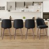 Bekrvio 26'' Counter Height Swivel Bar Stools Set of 4 —Backs and Wood Legs,Linen Fabric/PU Leather Upholstered Barstools for Kitchen Island - 3 of 4