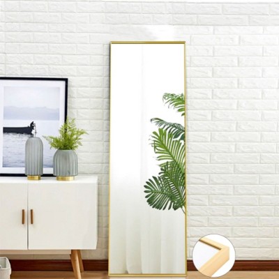 59x16 Tempered Glass Full-Length Mirror with Stand, Wall-Mountable for Living Room and Bedroom