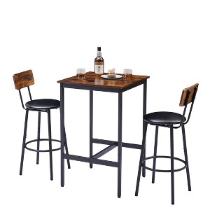 TiramisuBest Bar Table Set with 2 Bar stools PU Soft seat with backrest, Grey, 43.31" L x 15.75" W x 35.43" H. - 1 of 4