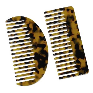 Unique Bargains Acetate Wide Comb for Curly Wet Hair Brown Black 4.61"x1.97" 2 Pcs - 1 of 4