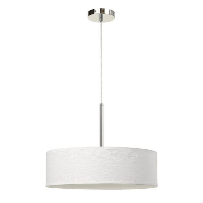 18" x 18" x 14" LED Metal Dimmable Pendant with Diffuser and Hardback Fabric Shade White - Cal Lighting