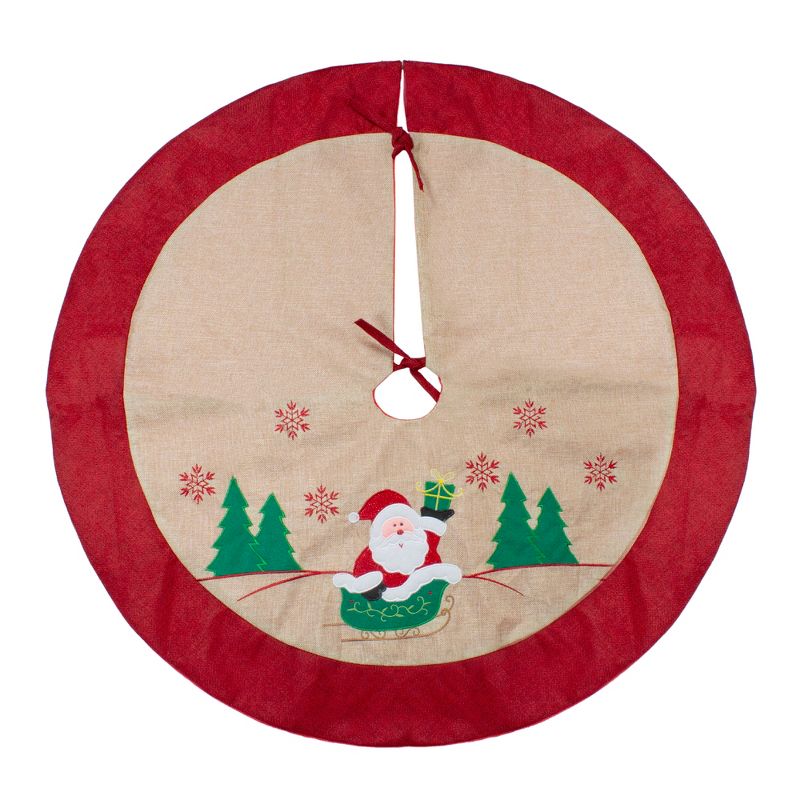 Northlight Santa Claus in Sleigh Embroidered Christmas Tree Skirt - 36", 2 of 5
