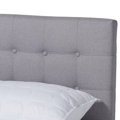 Devan Queen-Sized Light Grey Tufted Upholstered Bed with Walnut Frame