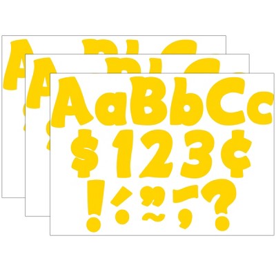 Teacher Created Resources® Yellow Gold Funtastic 4" Letters Combo Pack, 208 Per Pack, 3 Packs