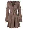 Coolmee Women's Dresses Wrap V-Neck Casual Ruffle Long Sleeve A-Line Mini Dress - 2 of 4