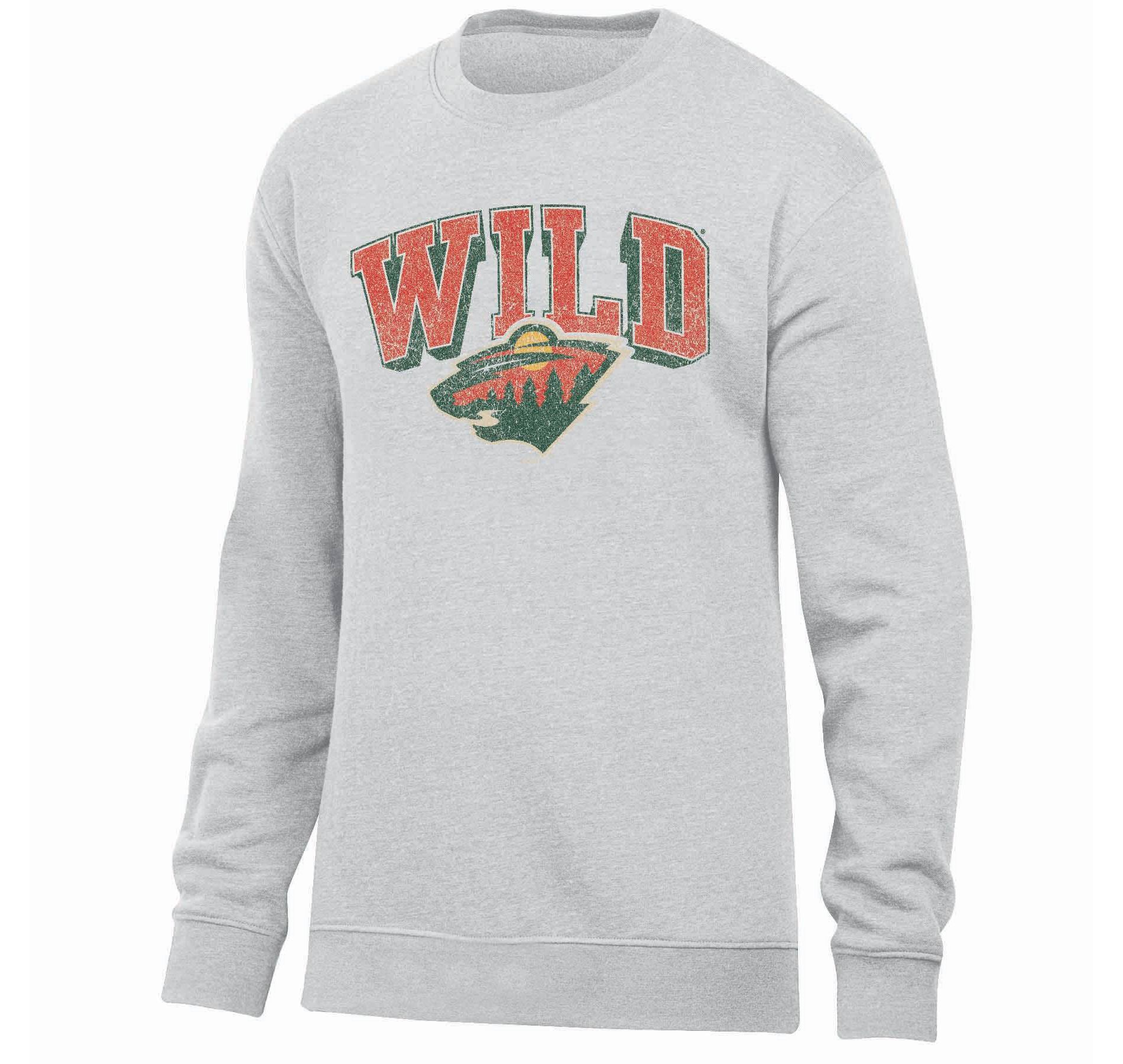NHL Minnesota Wild Men's Ash Crewneck Fleece Sweatshirt