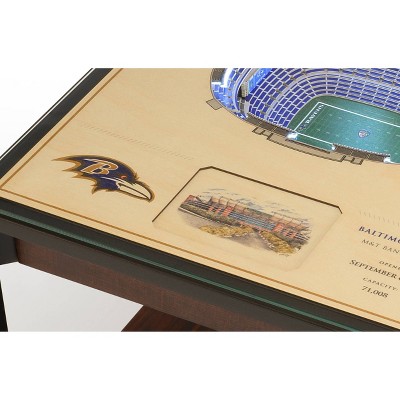 Ravens Nest 3D Stadium Art LED End Table with Tempered Glass Top