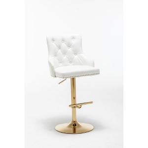 Best Master Furniture, Brightcast 2-piece Velvet Tufted Gold Bar Stools - 1 of 4