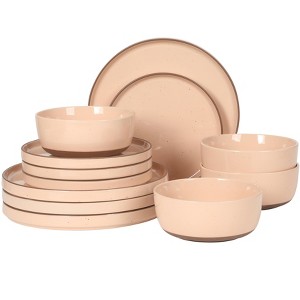 Gibson Elite Northrock Stoneware Dinnerware Set, 16-Piece Service for 4 - Hand-Painted Terracotta Base - 1 of 4