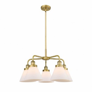 Cone - 5 Light Stem Hung Chandelier In Art Deco Style-15 Inches Tall and 25.75 Inches Wide - 1 of 1