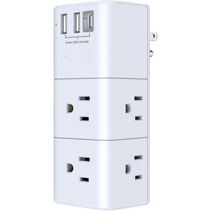 MaseiKar USB Outlet Extender Surge Protector - QINLIANF Rotating Plug, 3-Sided Swivel Power Strip, 6 AC Spaced Outlet Splitter and 3 USB Ports - 1 of 4