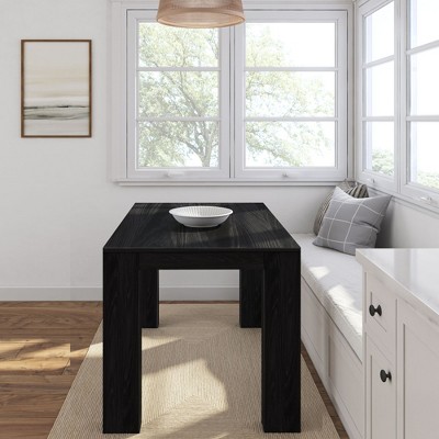 Black Wirebrush Solid Pine Rectangular Dining Table for Four