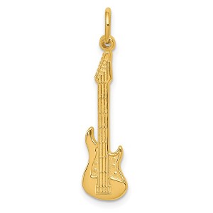 Black Bow Jewelry 14k Yellow Gold Vertical Electric Guitar Charm - 1 of 4