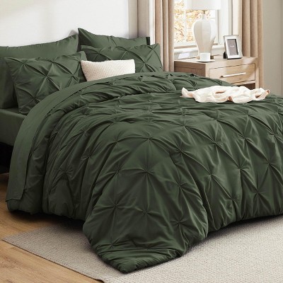 Bedsure | 5/7 Pcs Bed in a Bag Solid Diamond Pintuck Bedding Set for All Season