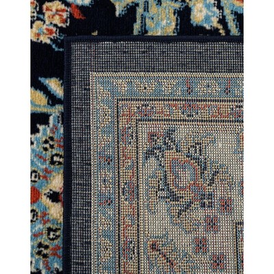 Navy Blue and Ivory Synthetic Square Reversible Area Rug
