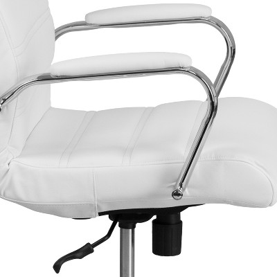 White Leather High-Back Ergonomic Executive Swivel Chair