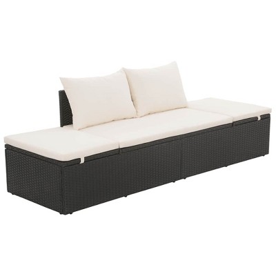 VidaXL Patio Bed Black 76.8Inchx23.6Inch Poly Rattan