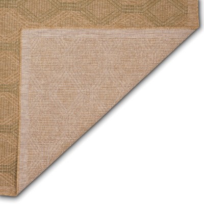 Green Geometric Flat Woven Synthetic Indoor/Outdoor Rug 24" x 5"