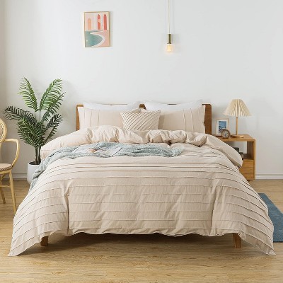 BAGOKIE Modern Textured Duvet Cover King Size - Pleated King Duvet Cover