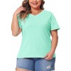 Agnes Orinda Women's Plus Size Basic Casual V Neck Short Sleeve Plain T-shirts - 2 of 4