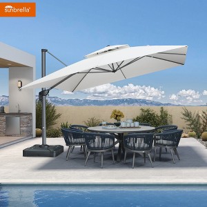 PURPLE LEAF Outdoor Cantilever Umbrellas with Base Large Patio Umbrella Offset Umbrella 360 Degree Rotation - 1 of 4