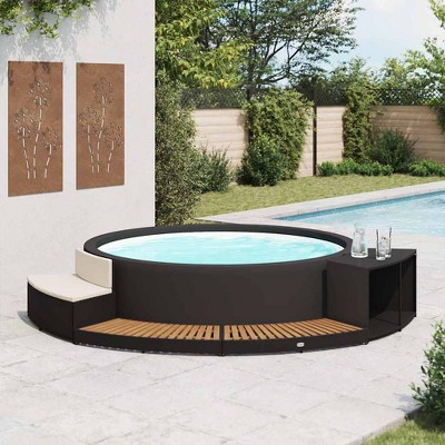 vidaXL Spa Surround Black and Natural Wood