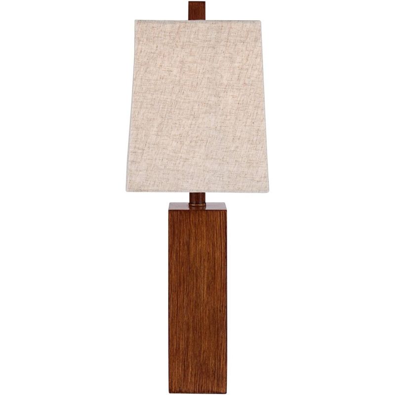 360 Lighting Modern Rustic Accent Table Lamps 23" High Set of 2 Faux Wood Rectangular Block Brown Tan Fabric Shade for Bedroom Living Room House Home, 5 of 7