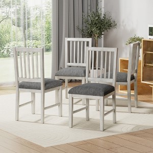 VECELO Rustic Wooden Dining Chairs Set of 2/4/6, Rubber Wood Kitchen Chairs with Padded Seat & Elegant Hollowed Backrest, Gray - 1 of 4