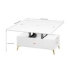 Modern Lift Top Coffee Multi Functional Table With Drawers, 47.24'' Rectangle Coffee MDF Table Top Gold Legs Base For Office Home Living Room - 2 of 4
