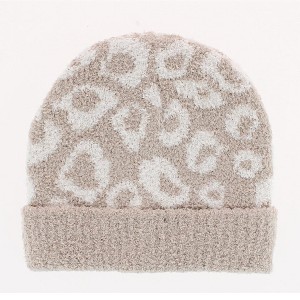 CTM Girl's One Size Fits Most Soft Leopard Knit Winter Beanie Hat - 1 of 2