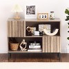 Jojoka Rustic Industrial Wave Pattern Entryway Table with Storage, Soft Close Doors & Cable Management for Living Room and Home - 4 of 4