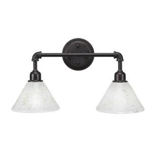 Toltec Lighting Vintage 2 - Light Vanity in  Dark Granite with 7" Gold Ice Shade - 1 of 1