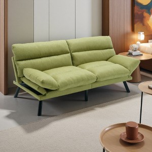 70" Velvet 2-Seater Sofa with Thick Cushions & Sleeper, Metal Feet - 1 of 4