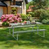 Costway 6 FT Picnic Table Bench Set Outdoor Dining Table & 2 Benches with Metal Frame Green/White/Black/Grey - 2 of 4