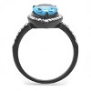 Slickblue Polished IP Black Stainless Steel Ring for Women Sea Blue Synthetic Glass, Size 5-10 - 3 of 4