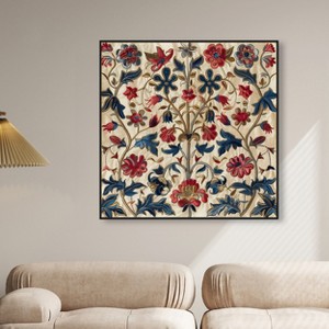 Art Remedy Ivory Floral Embroidery Chic Farmhouse Wall Art Framed - 1 of 4