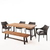 Christopher Knight Home Fletcher Outdoor Acacia Wood and Wicker 6 Piece Dining Set - 2 of 4