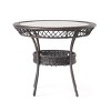 CAVINAS 34" Round Glass Top Patio Table,Outdoor Side Table with Wicker Base and Storage Basket,Outdoor Table for Patio,Garden - 2 of 4