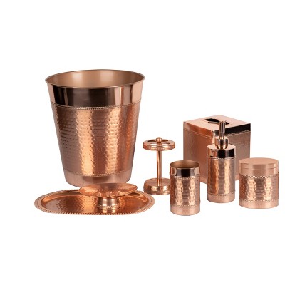8pc Hudson Metal Bath Accessory Set For, Copper Bathroom Accessories