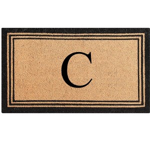 A1HC Natural Coir and PVC Backing Classic Border Monogrammed Door Mat, Anti-Shed Entry Doormat - 1 of 4