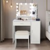 White Dressing Table Dressting Stool Lighted Mirror Makeup Table Vanity Set - 4 of 4