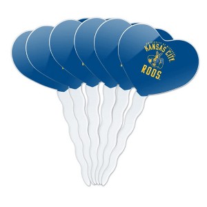 University of Missouri - Kansas City Kangaroos Logo Heart Love Cupcake Picks Toppers Decoration Set of 6 - 1 of 4