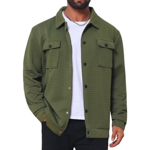 Мужские куртки INSPIRE CHIC Men's Casual Shacket Button Long Sleeves Trucker Jacket X-Large White