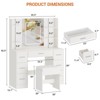 Vanity Desk with Lights, Makeup Vanity with Mirror and Chair, Power Outlet, Hair Dryer Rack, 7 Drawers, 3 Lighting Modes Brightness - 2 of 4