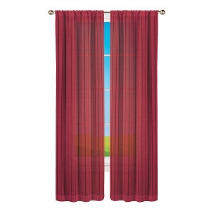 Collections Etc Sheer Tonal Striped Pole Top Curtain Panels - Set of 2 - 1 of 3