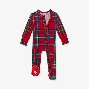 Infant Red Tartan Plaid Footie Zippered One Piece - Posh Peanut - 1 of 4